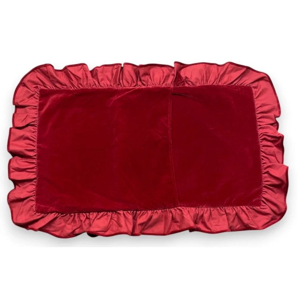 Vintage Ralph Lauren Guinevere King Pillow Sham Velvet Medieval Red Ruffled